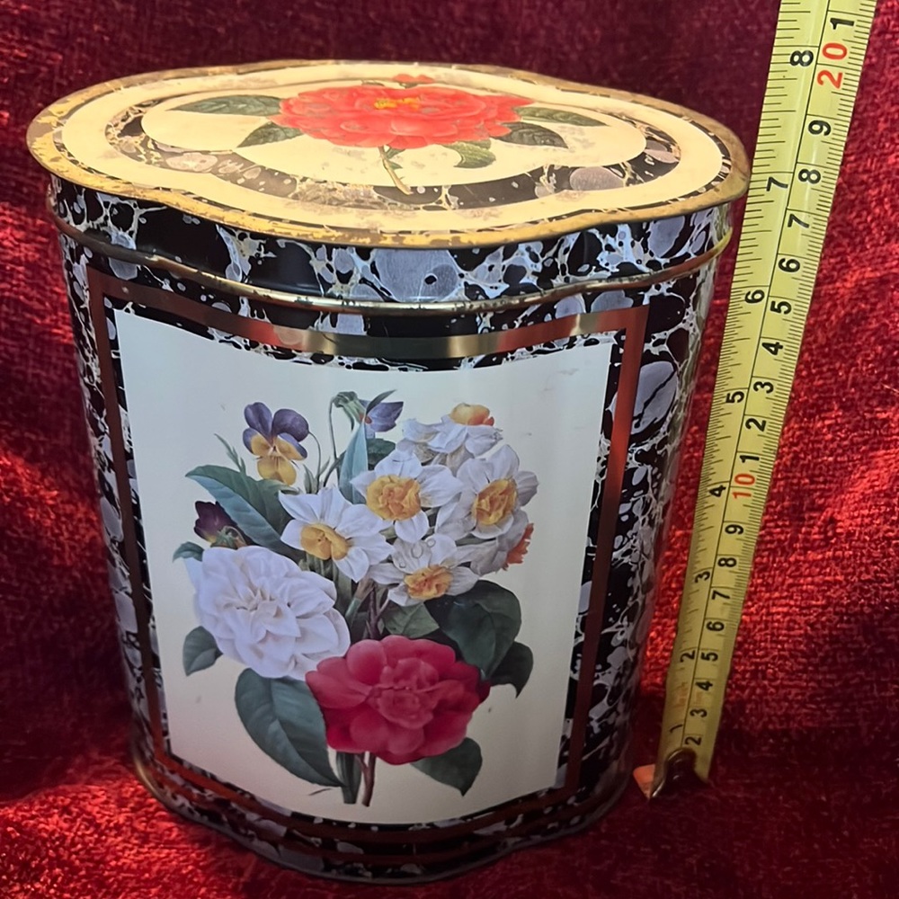 Vintage Raphael Tuck Sons Tin Container Floral Rose